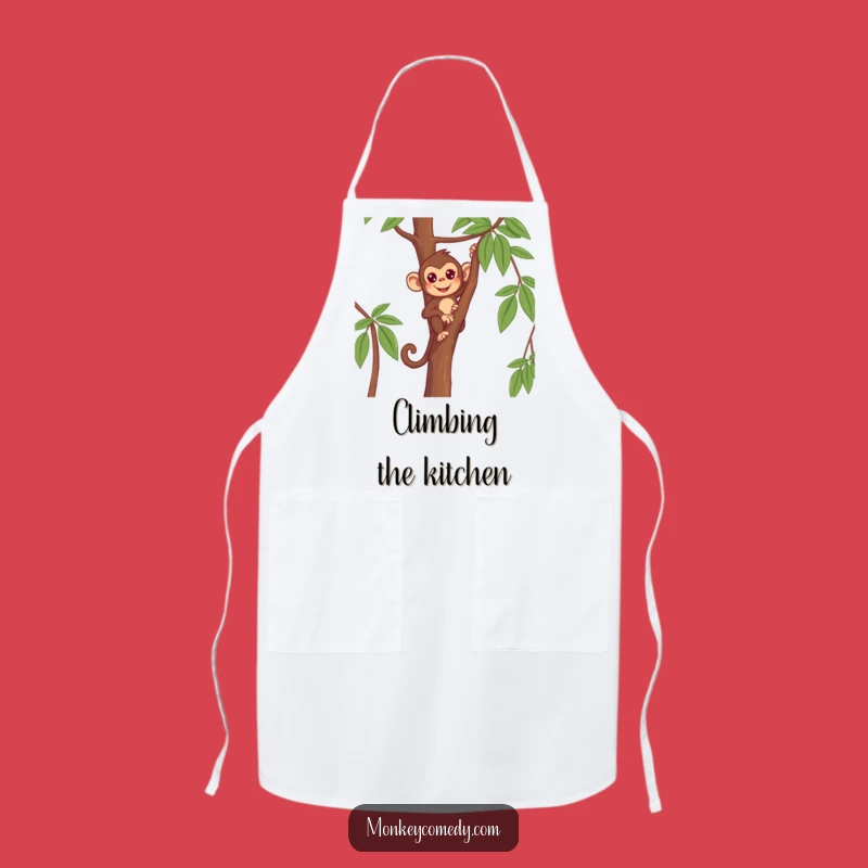 Funny Monkey Apron - Determined Primate Climbing Chef Gift