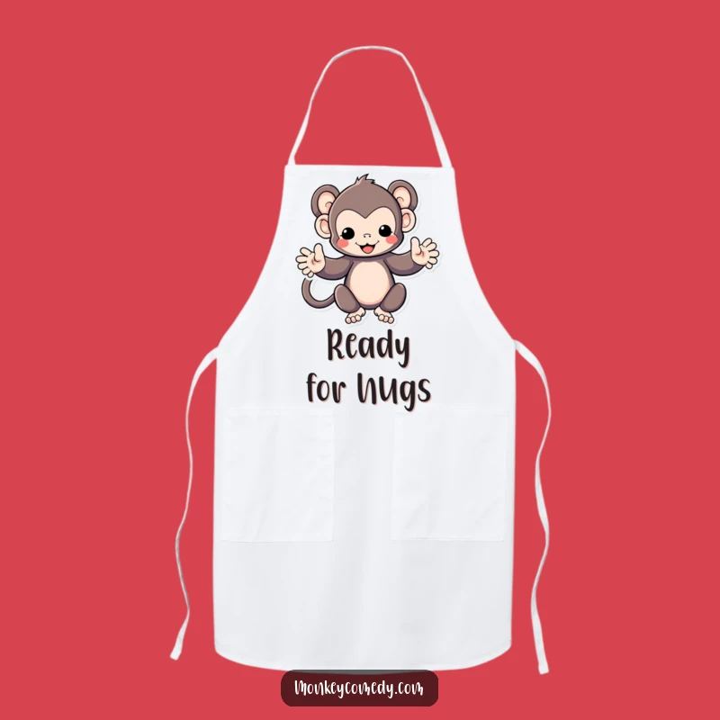 Funny Kawaii Monkey Apron: Cook with Hugs Funny Gift