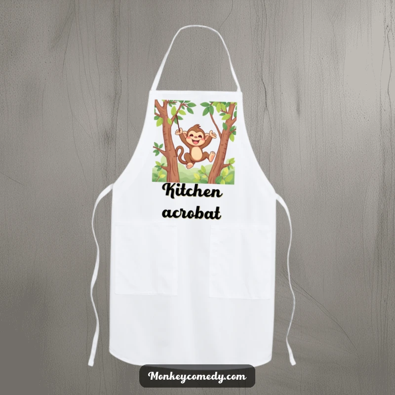 Funny Kawaii Monkey Apron: A cute and functional apron with a happy kawaii monkey swinging through trees.