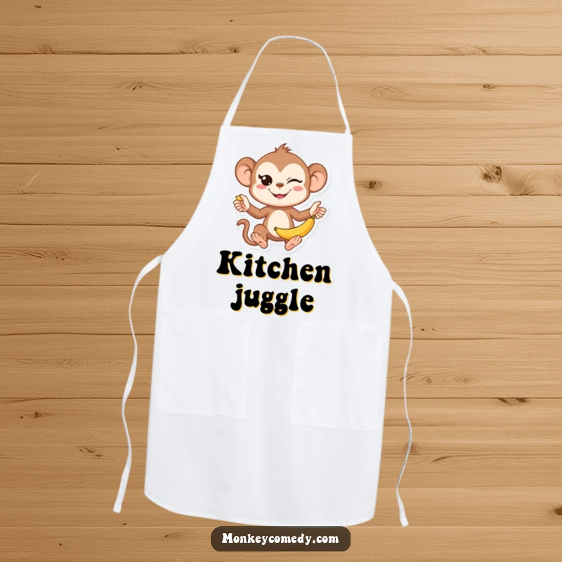 Funny Kawaii Monkey Juggling Apron: A cute and functional apron with a playful kawaii monkey juggling bananas.