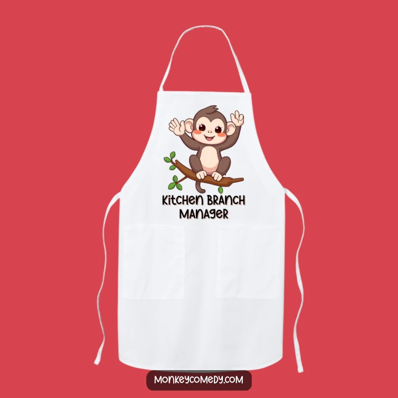 Funny Monkey Waving Apron - Kitchen Fun for Friendly Cooks