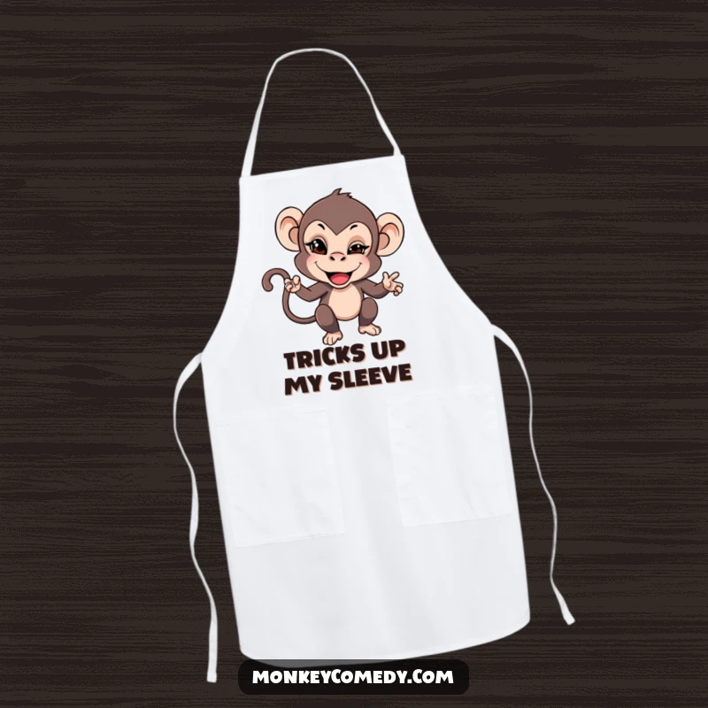 Funny apron with a monkey giving a mischievous wink, bringing playful teasing and charm to kitchen tasks.