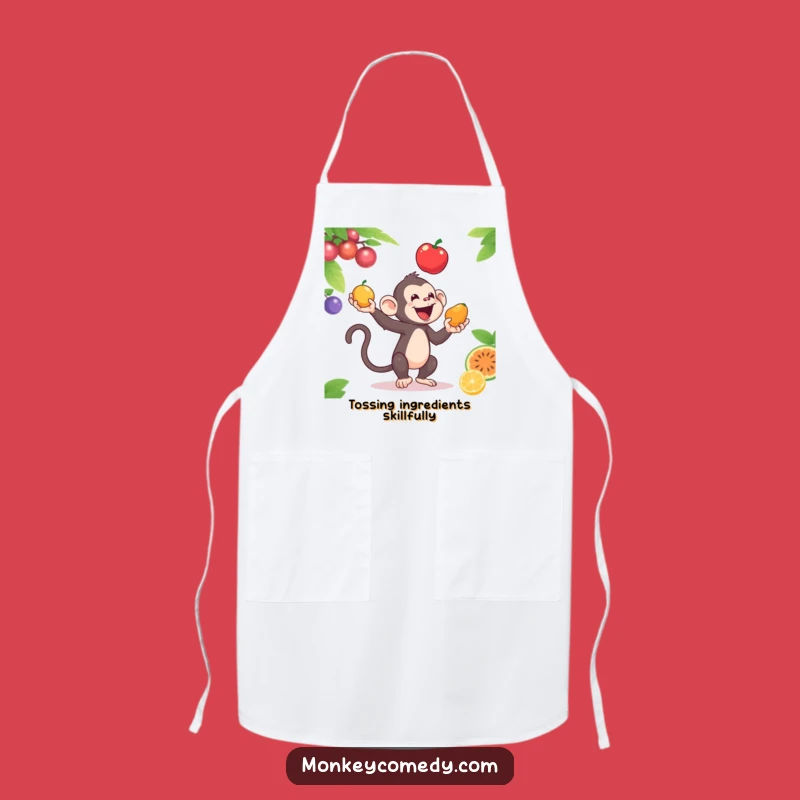 Funny Monkey Juggling Apron - Kitchen Fun for Primate Enthusiasts