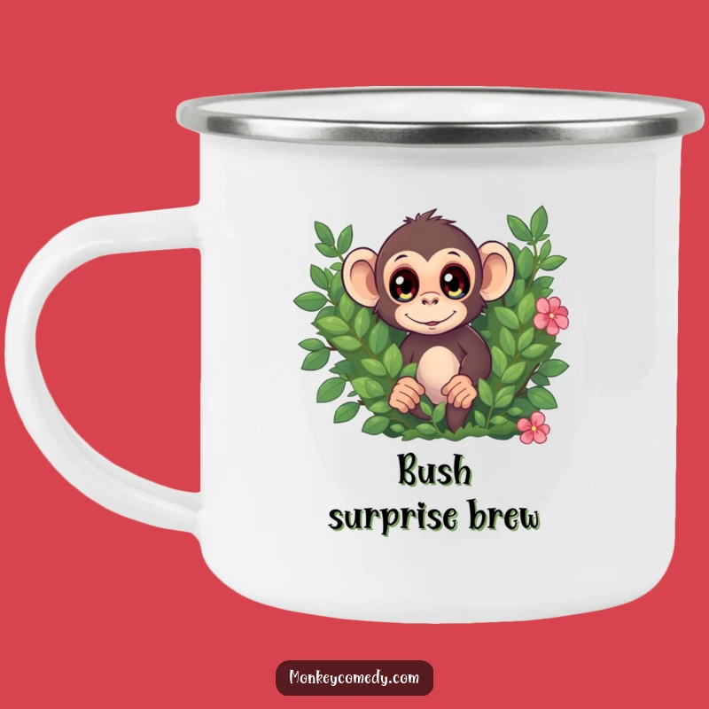Funny Monkey Surprise Camping Mug, Wide Eyes Adventure, Jungle Outdoors