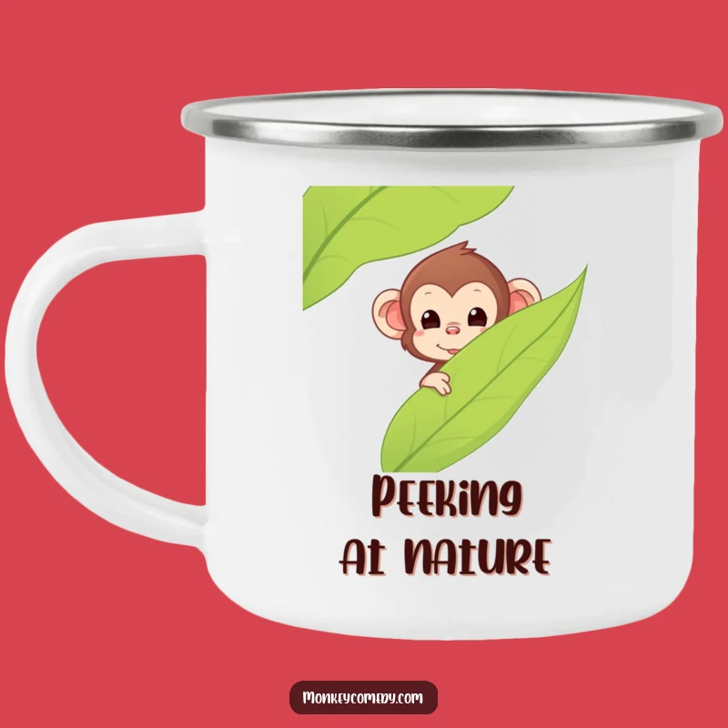 Durable Funny Kawaii Monkey Camping Mug - Peek Surprise, Quirky Adventure Gift