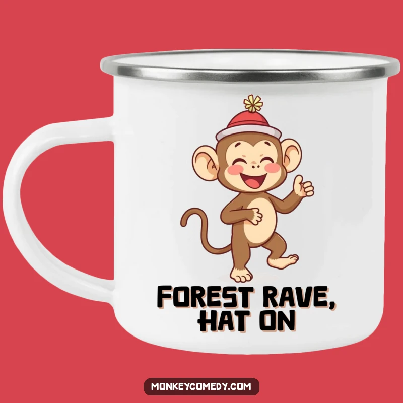 Funny Monkey Hat Camping Mug: Sip & Giggle with This Hilarious Primate Outdoors