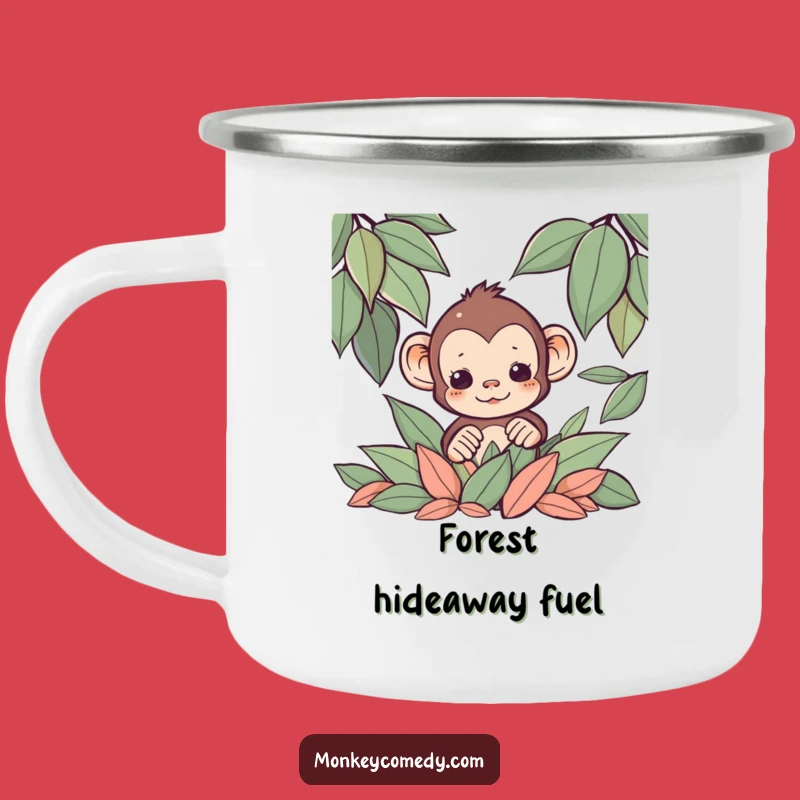 Funny Kawaii Monkey Leaf Camping Mug: Outdoor Peek Funny Gift
