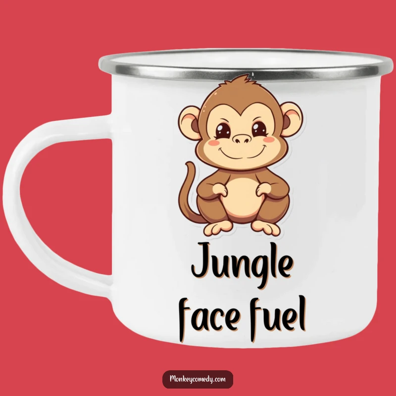 Funny Kawaii Monkey Camping Mug - Hilarious Face, Adventure Ready!