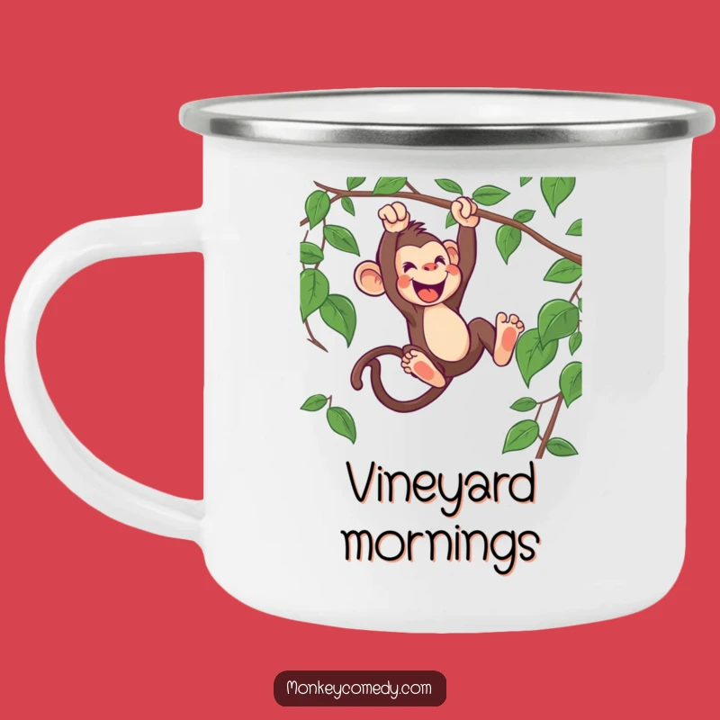 Funny Monkey Swinging Camping Mug - Adventure Fueled by Primate Energy