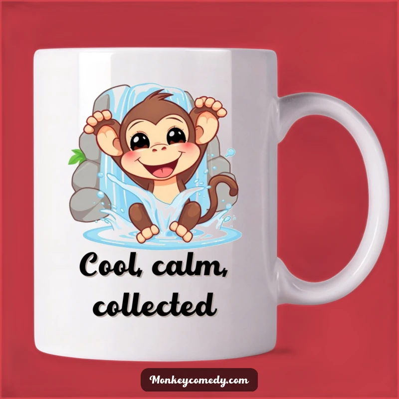 Funny Monkey Waterfall Mug: Joyful Primate Splash Gift for Water Lovers