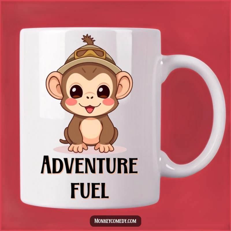 Funny Kawaii Monkey Explorer Mug - Excited Adventure Coffee Cup, Perfect Funny Gift