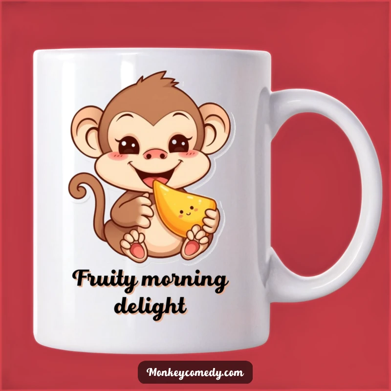Funny Kawaii Monkey Fruit Mug - Adorable Humorous Gift for Fruit Lovers