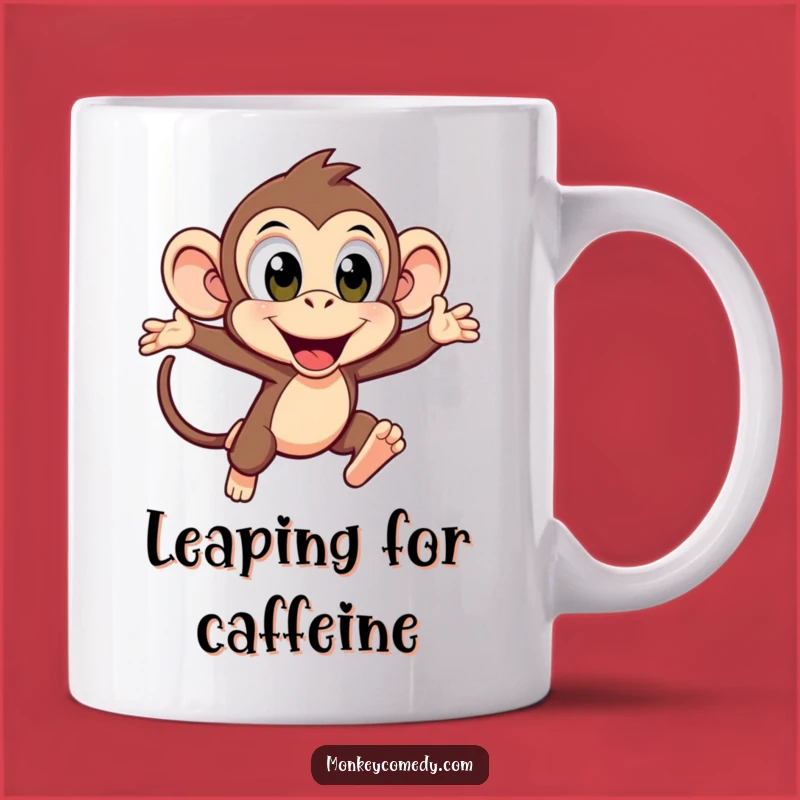 Funny Kawaii Monkey Leaping Mug: Express Excitement With Every Sip