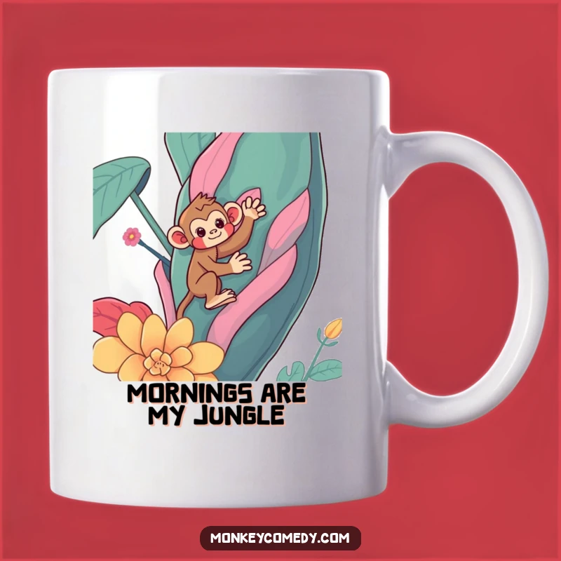 Funny Kawaii Monkey Plant Climber Mug - A Hilarious Gift for Jungle Lovers
