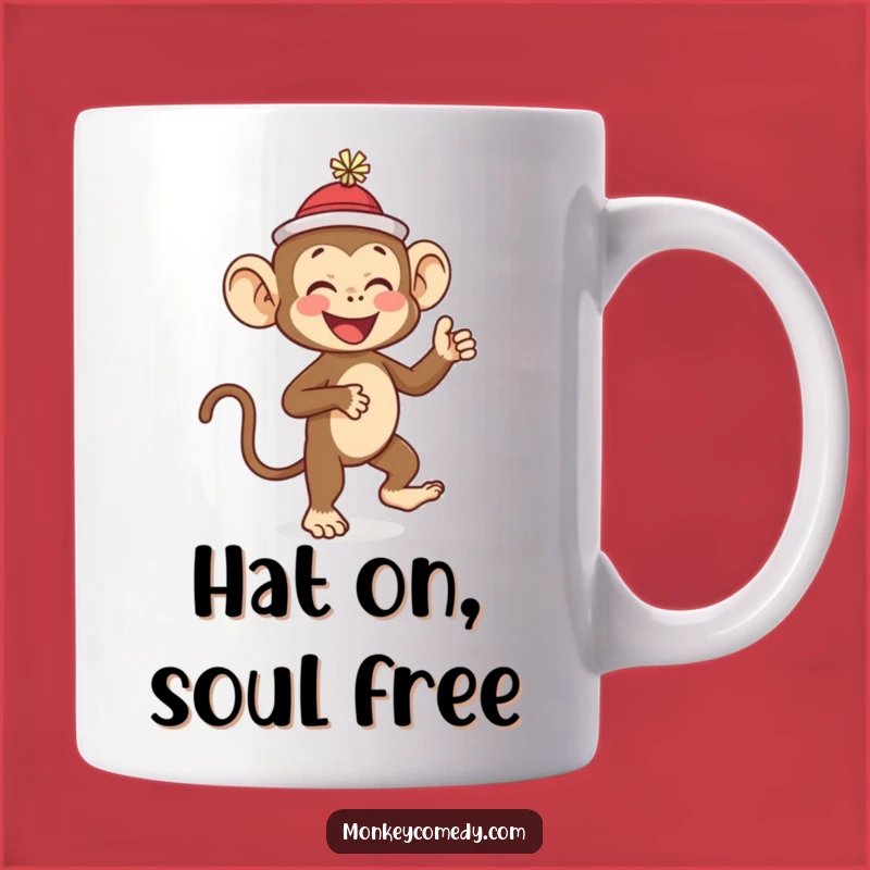 Funny Monkey Hat Dance Mug: Adorable Primate's Giggles Make a Hilarious Gift
