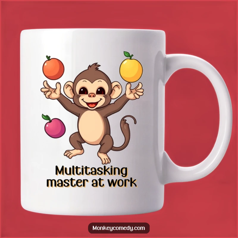 Funny Monkey Juggling Fruits Mug: Hilarious Gift for a Multitasking Master