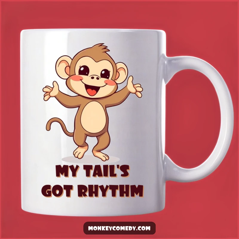 Funny Kawaii Monkey Dance Mug: Adorable Silly Tail Dancing for a Hilarious Gift