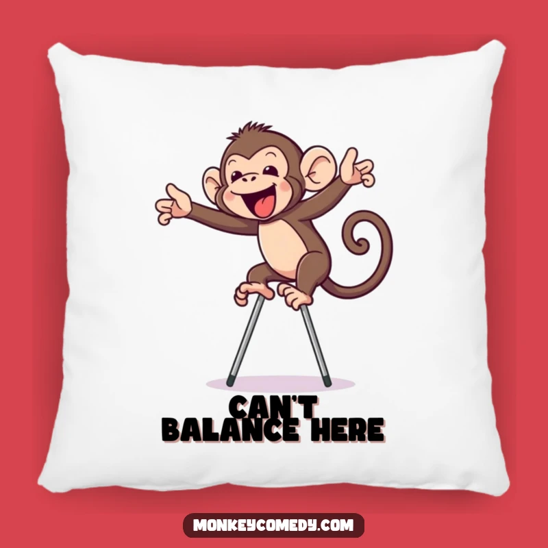 Funny Monkey on Stilts Pillow: Comfy & Hilarious Primate Accent, Great Gift!