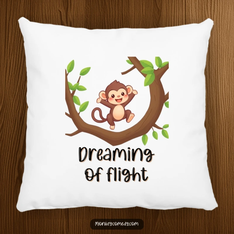 Funny Kawaii Monkey Pillow: A cute monkey leaps joyfully, offering plush comfort and energetic, adorable vibes.