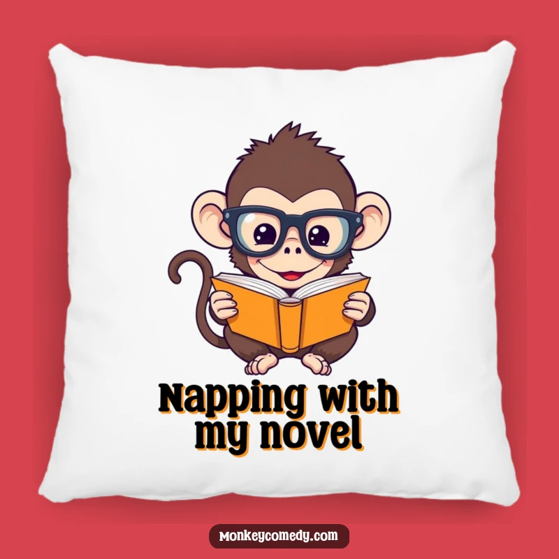 Funny Bookworm Monkey Pillow: Cozy & Smart Decor for Your Study Nook