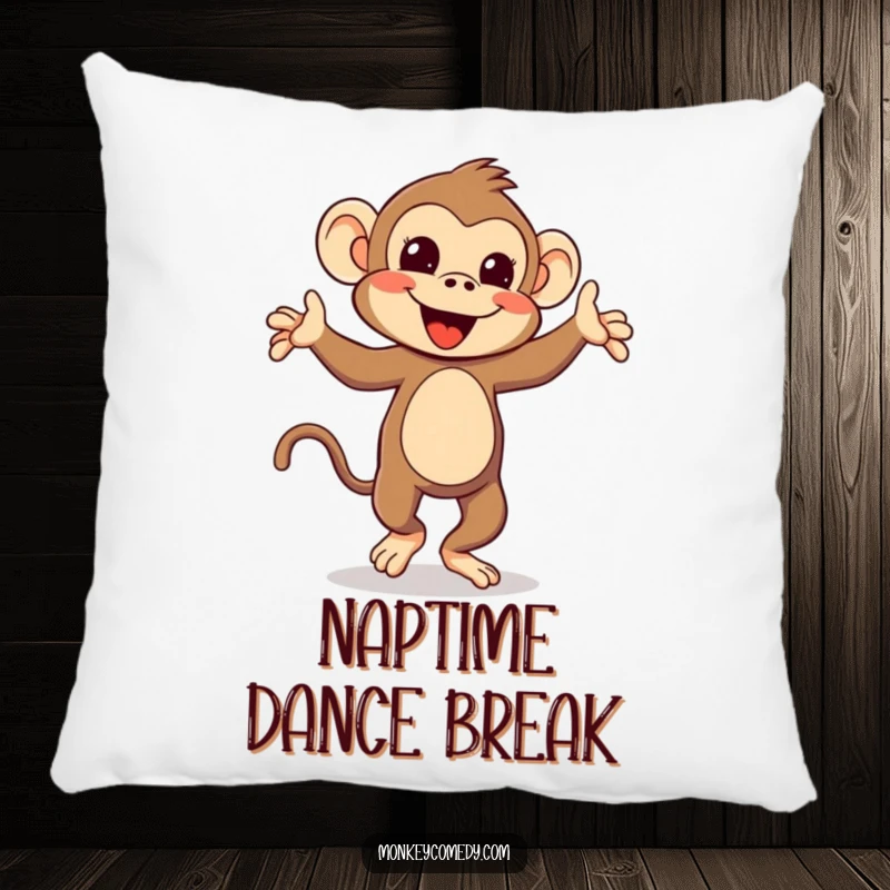 Funny Kawaii Monkey Pillow: A soft cushion featuring a cute monkey doing a funny silly dance, perfect for adding humor to any room.