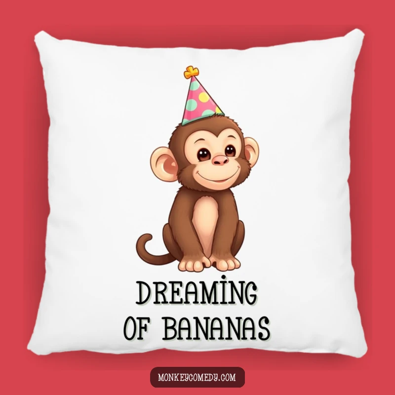 Funny Monkey Party Hat Pillow: Comfy Couch Companion for a Whimsical Touch