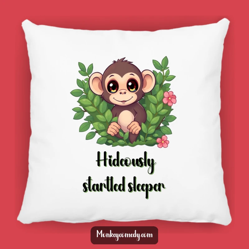 Funny Monkey Surprise Pillow, Wide Eyes Comfort, Bush Peek Accent