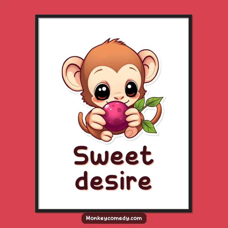 Eager Kawaii Monkey Berry Digital Art - Instant Sweetness!