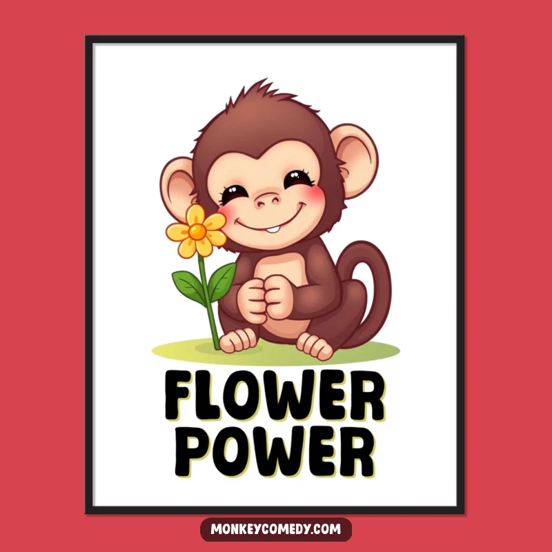 Funny Monkey Flower Digital Art Print: Instant Sweetness for Your Walls!