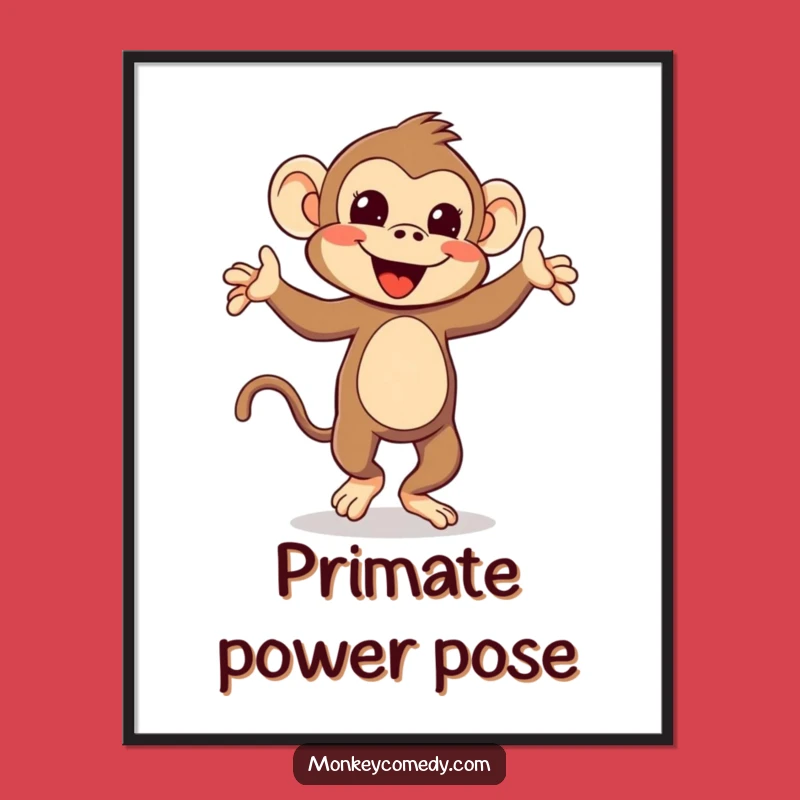 Funny Kawaii Monkey Dance Digital Art: Instant Silly Tail Dancing Joy for Your Walls