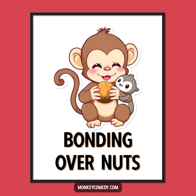Funny Kawaii Monkey Digital Art Print - Adorable Friendship Decor, Hilarious Instant Gift!