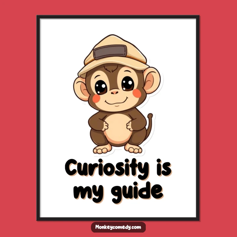 Funny Kawaii Monkey Explorer Digital Art: Instant Adventure Vibes