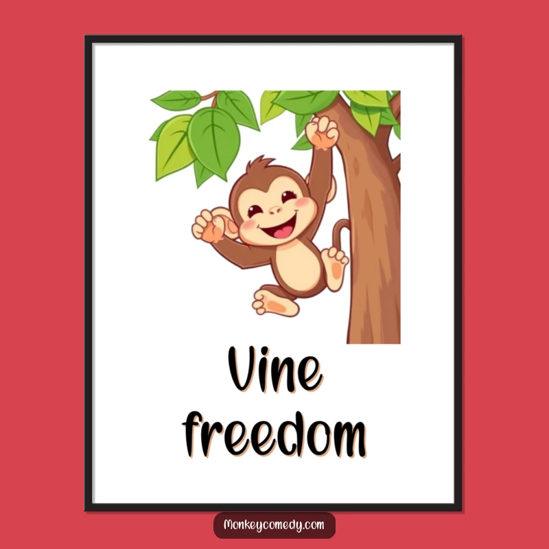 Funny Monkey Digital Art - Hilarious Swinging Printable for Instant Joy