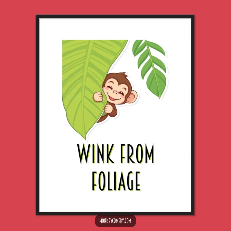 Funny Monkey Digital Art: Jungle Peek, Playful Wink for Instant Decor