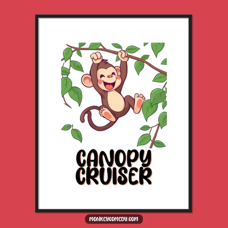 Funny Monkey Swinging Digital Art - Instant Jungle Decor for Your Walls