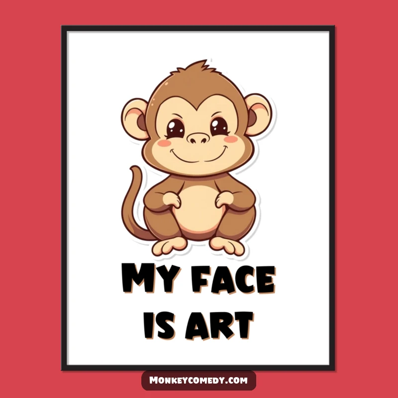 Funny Kawaii Monkey Digital Art - Hilarious Face, Instant Download!