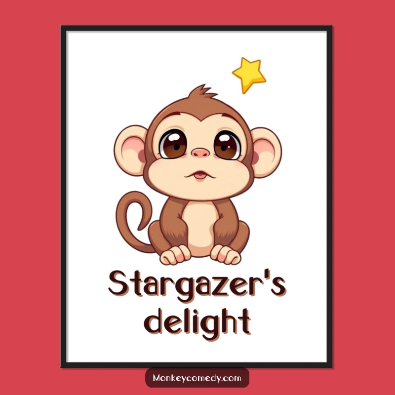 Funny Monkey Falling Star Digital Art Print: Instant Magical Decor!