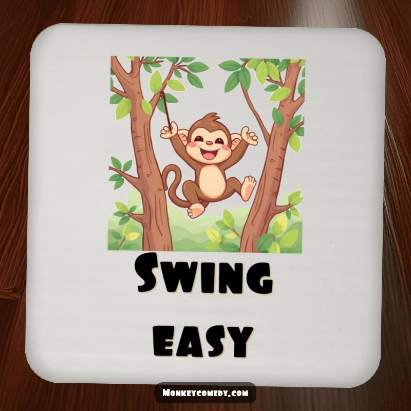 Funny Kawaii Monkey Coasters: A set of coasters with a cute monkey swinging gleefully, protecting surfaces with charm.