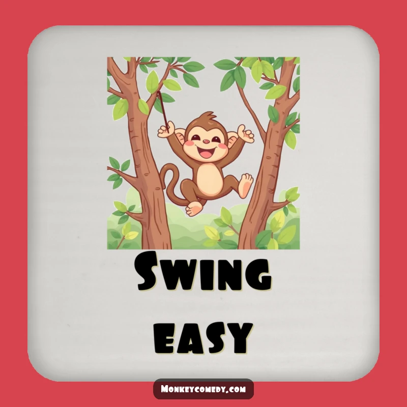 Funny Kawaii Monkey Coasters (Set of 4) - Cute Swinging Monkey Drinks Decor, Perfect Funny Gift