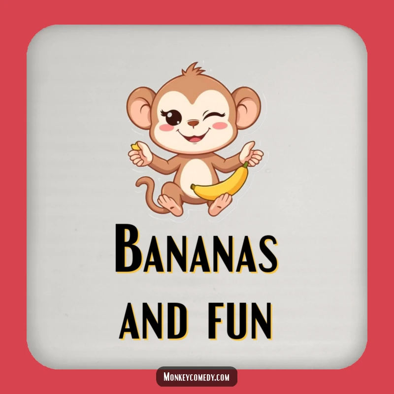 Funny Kawaii Monkey Juggling Coasters (Set of 4) - Cute Banana Drinks Decor, Perfect Funny Gift