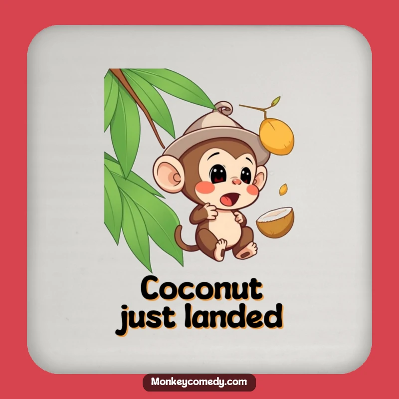 Funny Surprised Monkey Coaster Set: Protect Surfaces from Falling Coconuts