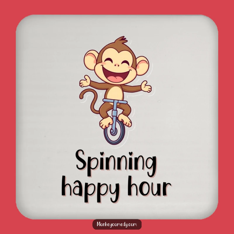 Funny Unicycling Monkey Coaster: Protect Surfaces with Joyful Humor