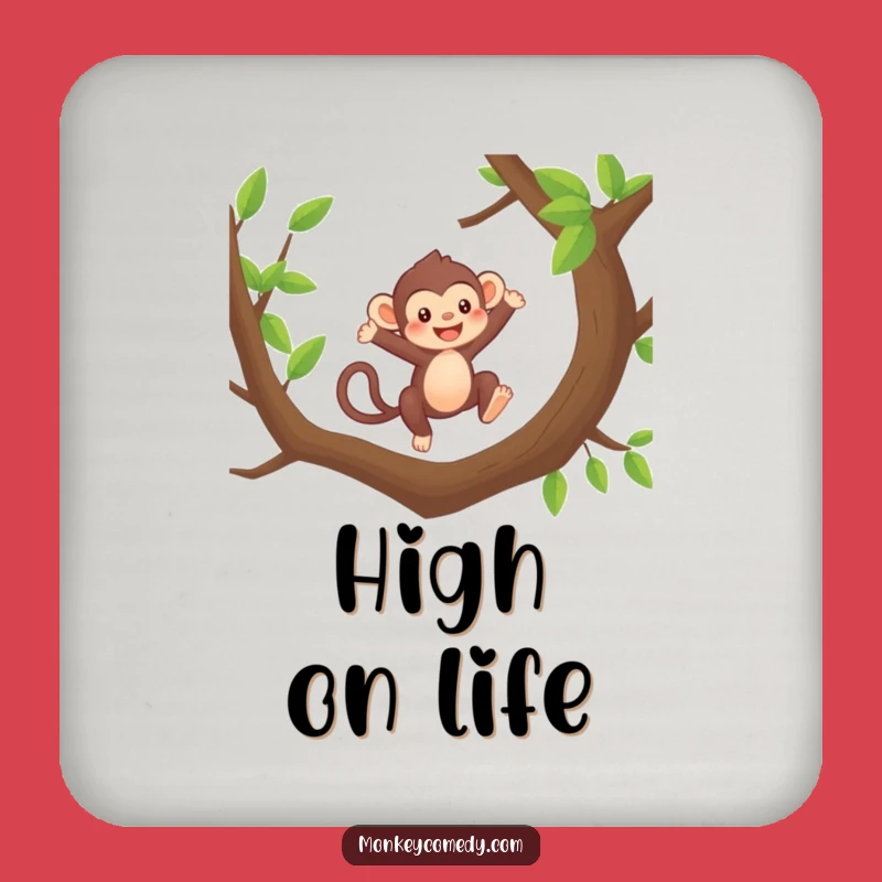 Funny Kawaii Monkey Coasters (Set of 4) - Energetic Fun, Cute & Hilarious Gift!