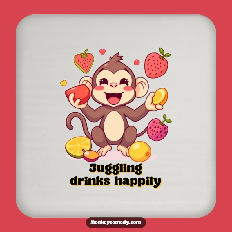 Funny Kawaii Monkey Juggling Coaster Set: Playful Protection For Surfaces