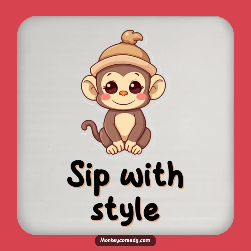 Funny Kawaii Monkey Coasters (Set of 4) - Quirky Protection, Cute & Hilarious Gift!