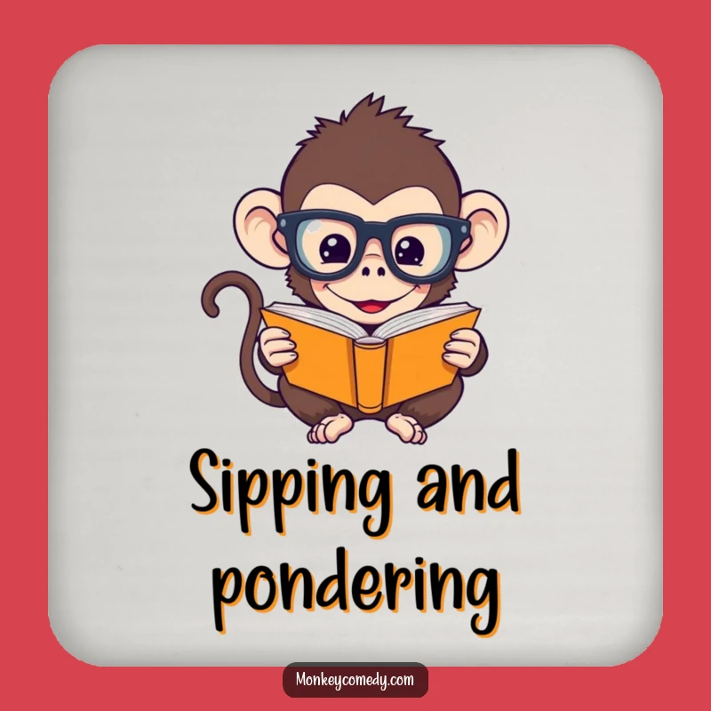 Funny Bookworm Monkey Coaster: Protect Surfaces with Intellectual Charm