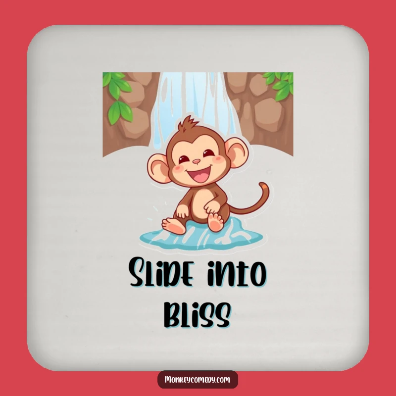 Funny Monkey Waterfall Drink Coaster - Protect Surfaces with Hilarious Adventure