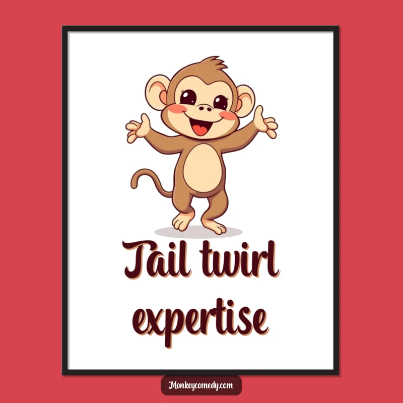 Funny Kawaii Monkey Dance Poster: Vibrant Silly Tail Dancing Art for a Laugh