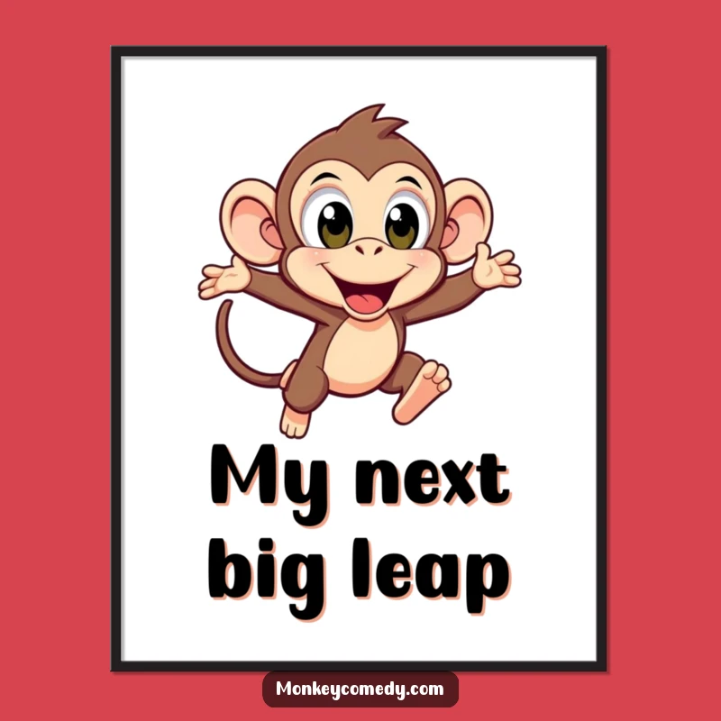 Funny Kawaii Monkey Leaping Poster: Add Energy To Your Walls