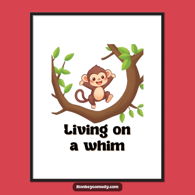 Funny Kawaii Monkey Poster - Energetic Leaping Art, Adorable & Hilarious Decor Gift!